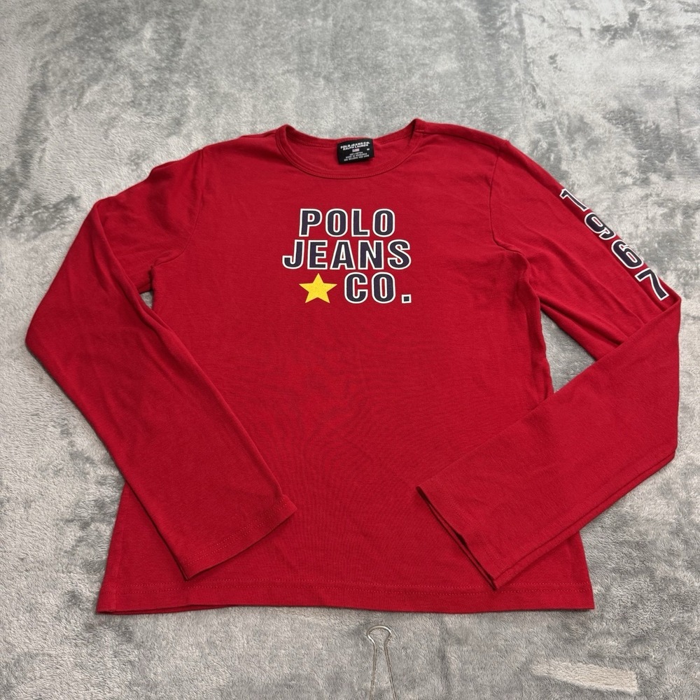 VTG Y2K Polo Jeans Co Ralph Lauren 1967 Graphic Longsleeve Womens M RARE Indie
